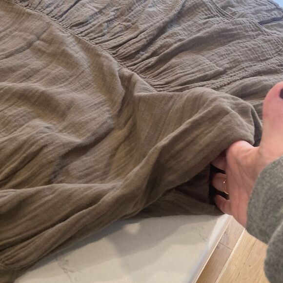 Xirena Cotton Gauze Chocolate Brown Bell Sleeve Peasant Tiered Dress Small - Picture 10 of 10